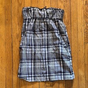 Y2K American Eagle VINTAGE size 8 Plaid Strapless Dress NAVY
